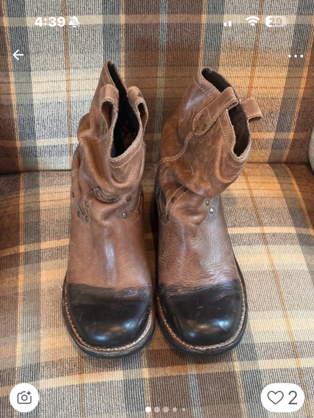 London fly Brown Leather Western Boots with Black Toe